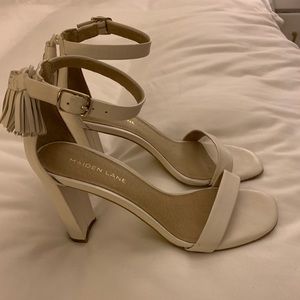 Maiden Lane White tassel heels
